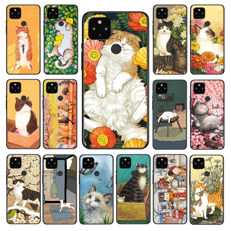 

Cartoon Cats Cat Phone Case for Google Pixel 7 Pro 7 6A 6 Pro 5A 4A 3A Pixel 4 XL Pixel 5 6 4 3 XL 3A XL 2 XL