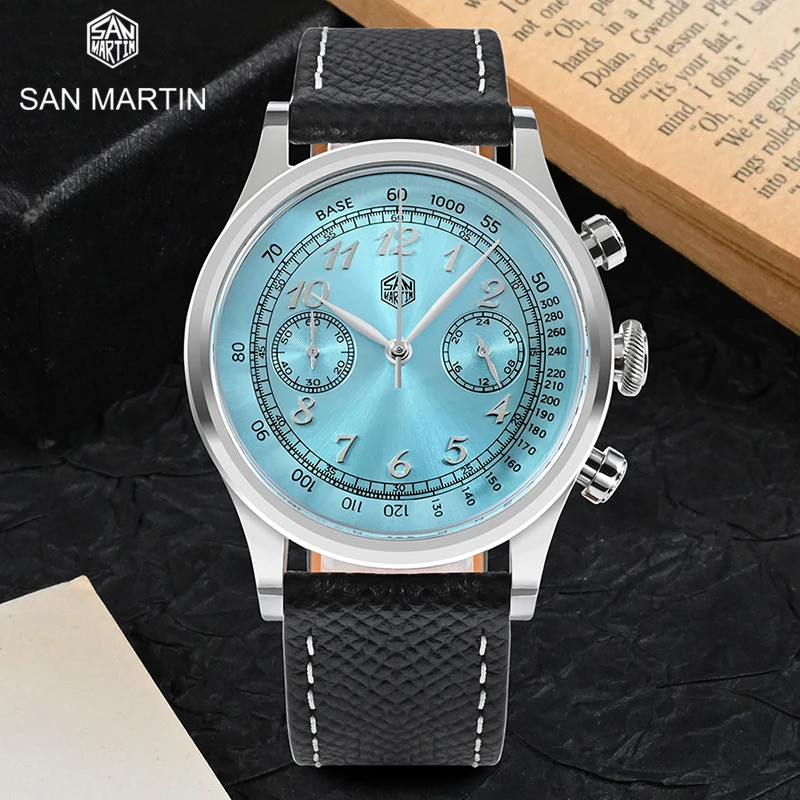 

Часы San Martin Мужские кварцевые с хронографом, модные роскошные наручные, с сапфировым зеркалом, 38 мм, 5 АТМ, 2022