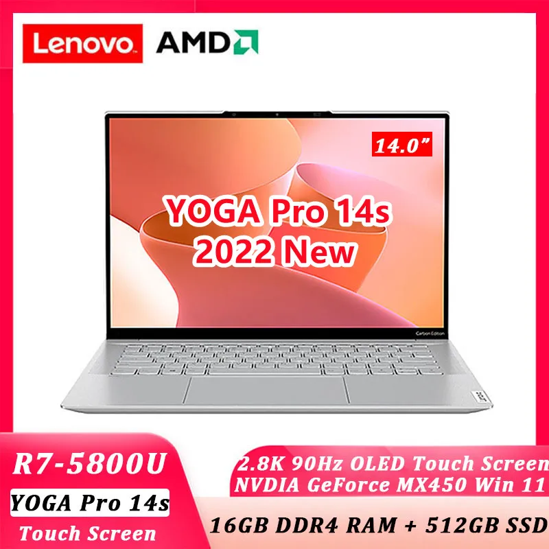 

Lenovo YOGA Pro 14s Carbon 2022 New OLED Laptop AMD R7-5800U 16GB RAM 512GB SSD 14-Inch 2.8K 90Hz Touchscreen Win11 Notebook PC