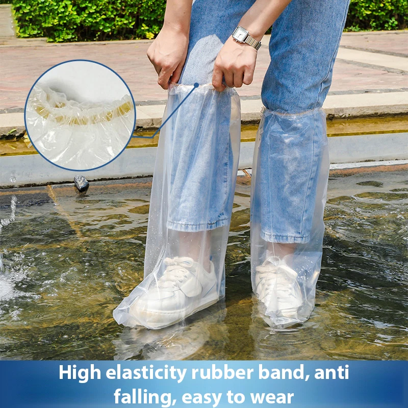 

10 Pairs Disposable Shoe Covers Waterproof Shoe Covers Rain Thickened Long Farm Boots Cover Outdoor Drifting Plastic Boots Cover