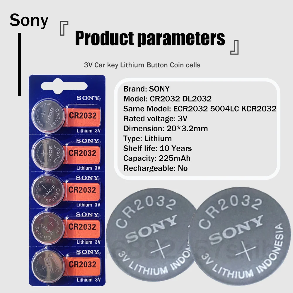 5 шт./лот Sony CR2032 CR 2032 DL2032 ECR2032 3 В литиевая батарея для игрушечного калькулятора