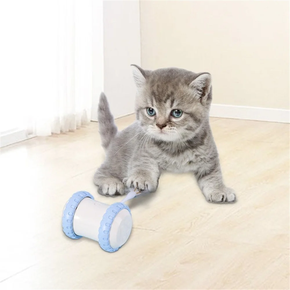 

Colorful Pet Tassel Wand Tumbler Wheel Cat Ball Usb Charging Kitten Teaser Stick Cat Interactive Toy Feather Cat Teaser Stick