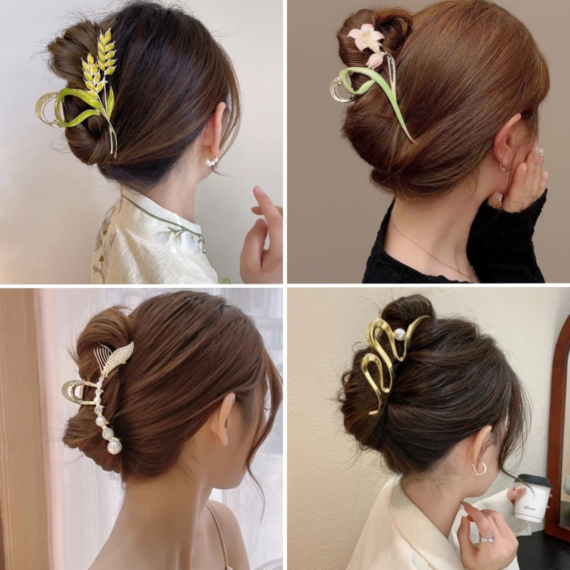 Модные геометрические металлические зажимы для волос женщин винтажные