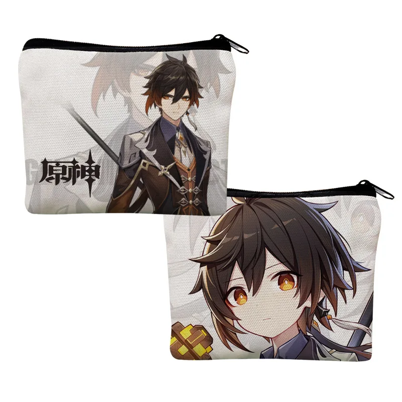 Купи Anime Genshin Impact Coin Purse Case Zhongli Klee Cosplay Wallet ID Card Holder Purse Lovely PU Wallet Handbag Gift за 29 рублей в магазине AliExpress