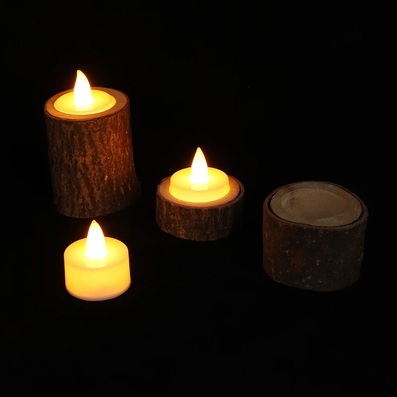 

3 Sets Flameless Lights Small Stump Modeling Electric Lamps