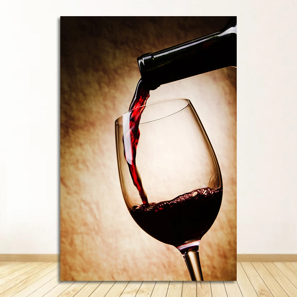 

Плакат современный холст искусство бар ресторан кухня украшение стены столовая Декор гостиной бокал красного вина картина маслом принты