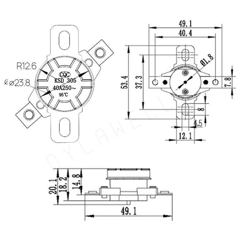 Термовыключатель KSD305KSD305S 250В 40А45А с ручным сбросом, нормально закрытый, для проточных электрических водонагревателей, 95°C, 85°C, 90°C (art.: 3920d4ebafbde) - 3920d4ebafbde