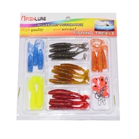 34pcs soft lure fishing set worm baits red lead head hooks strength pin fishing tackle suit saltwater