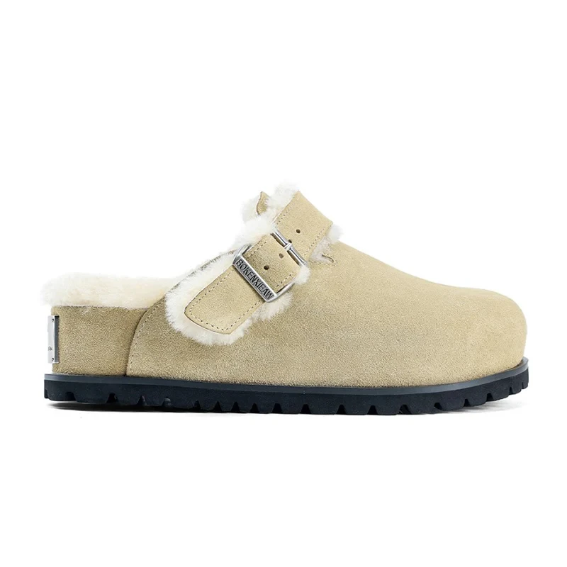 Замшевые женские хлопковые тапочки на меху повседневные туфли-лодочки трендовые