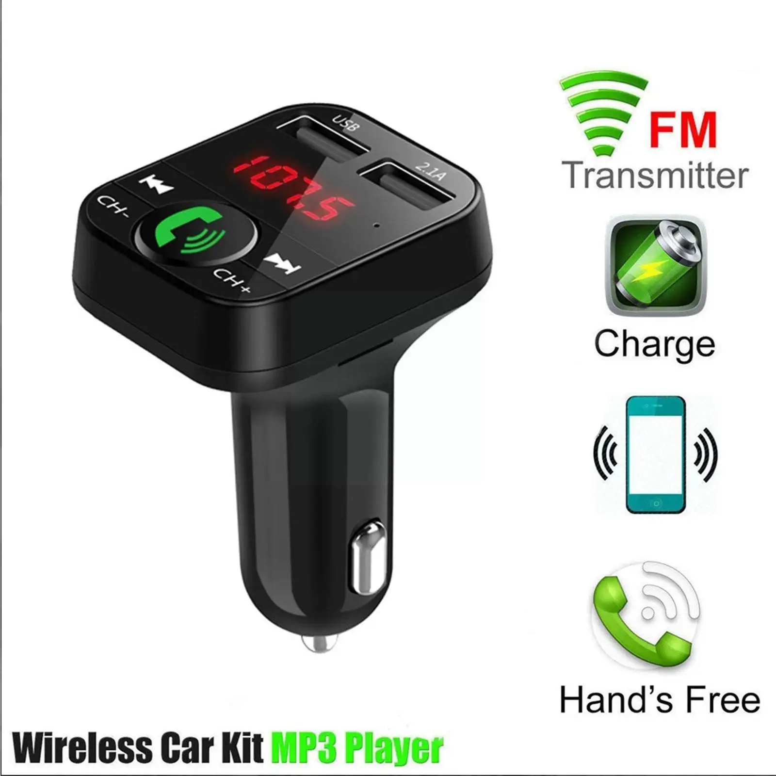 

Автомобильный MP3-плеер B2, устройство для громкой связи, FM-карта, зарядка через USB, Bluetooth, Автомобильный MP3 плеер B2 O4W8