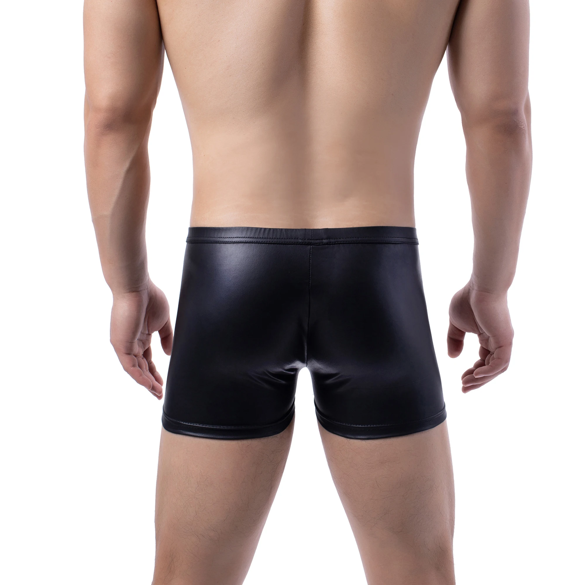 YUFEIDA Male Underwear Pu Leather Sissy Boxers Shorts Men's Leather Fetish Boxer Shorts Porno Gay Erotic Lingerie for BDSM Sex