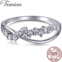 trumium 925 sterling silver irregular cross rings for women sparkling zircon finger ring engagement wedding bands fine jewelry