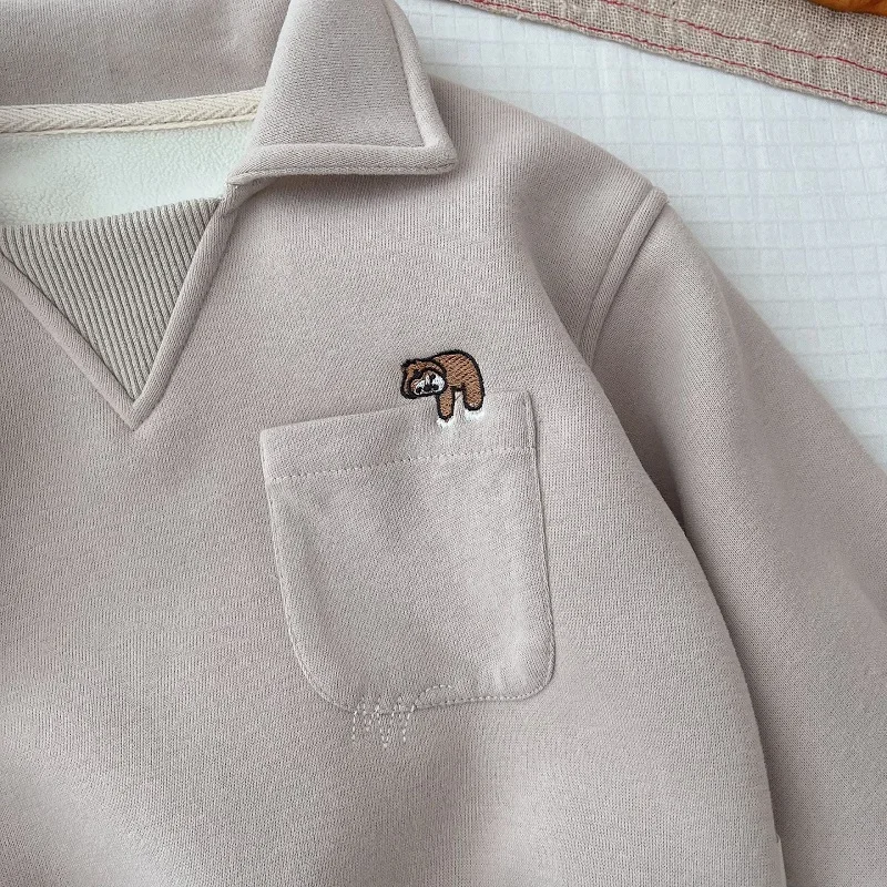 Свитшот с длинным рукавом и отложным воротником для мальчиков 0-5 лет