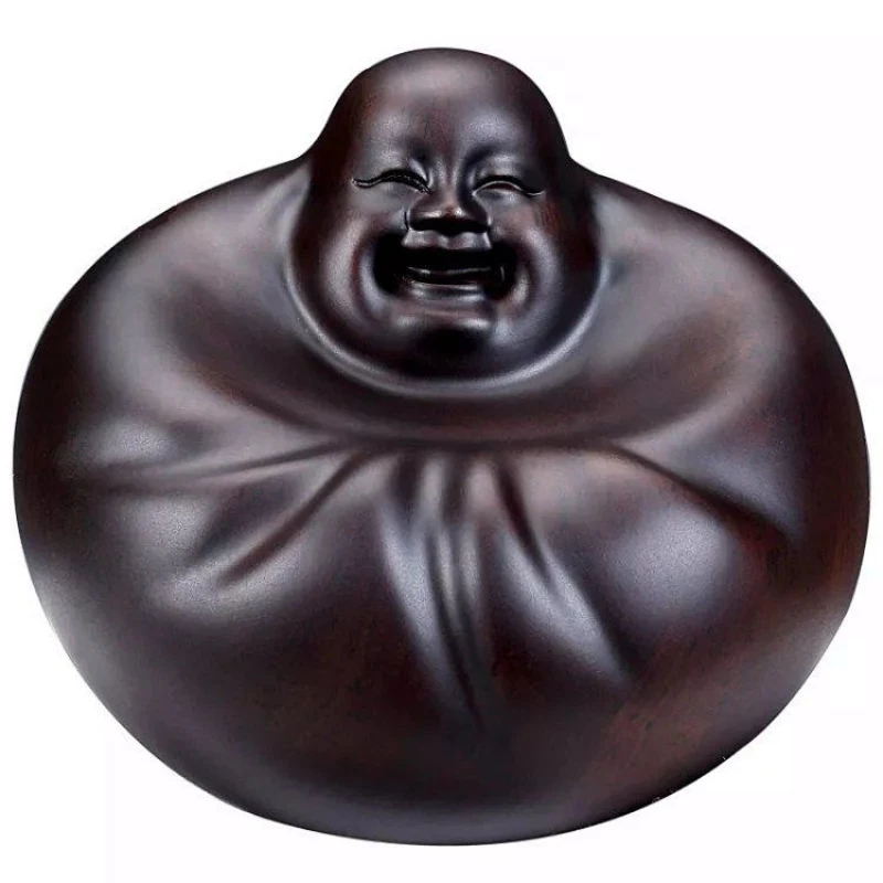 

Круглая деревянная резьба в виде Будды Maitreya из черного дерева со встряхивающим эффектом, резьба по дереву, благословение, подарочные украшения