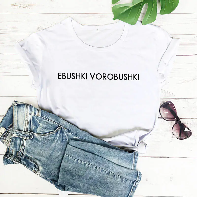 

Woman T-shirts Russia Letter Funny Print T-shirt Girl New Arrival Summer Harajuku 90S Tops Tee Female Y2K Lady Black Clothes
