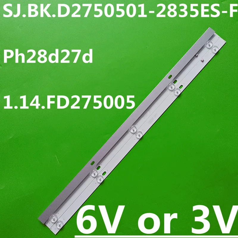

New 3V 6V LED Backlight Strip 5Lamps For P Hilco Ph28d27 Ph28d27d Juc7.820.00153326 1.14.FD275005 SJ.BK.D2750501-2835ES-F