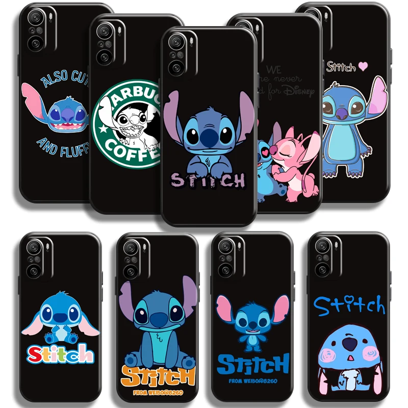 

Cartoon Cute Lilo Stitch For Xiaomi Redmi K40 Pro Gaming Phone Case Silicone Cover Coque Carcasa Black Liquid Silicon Funda