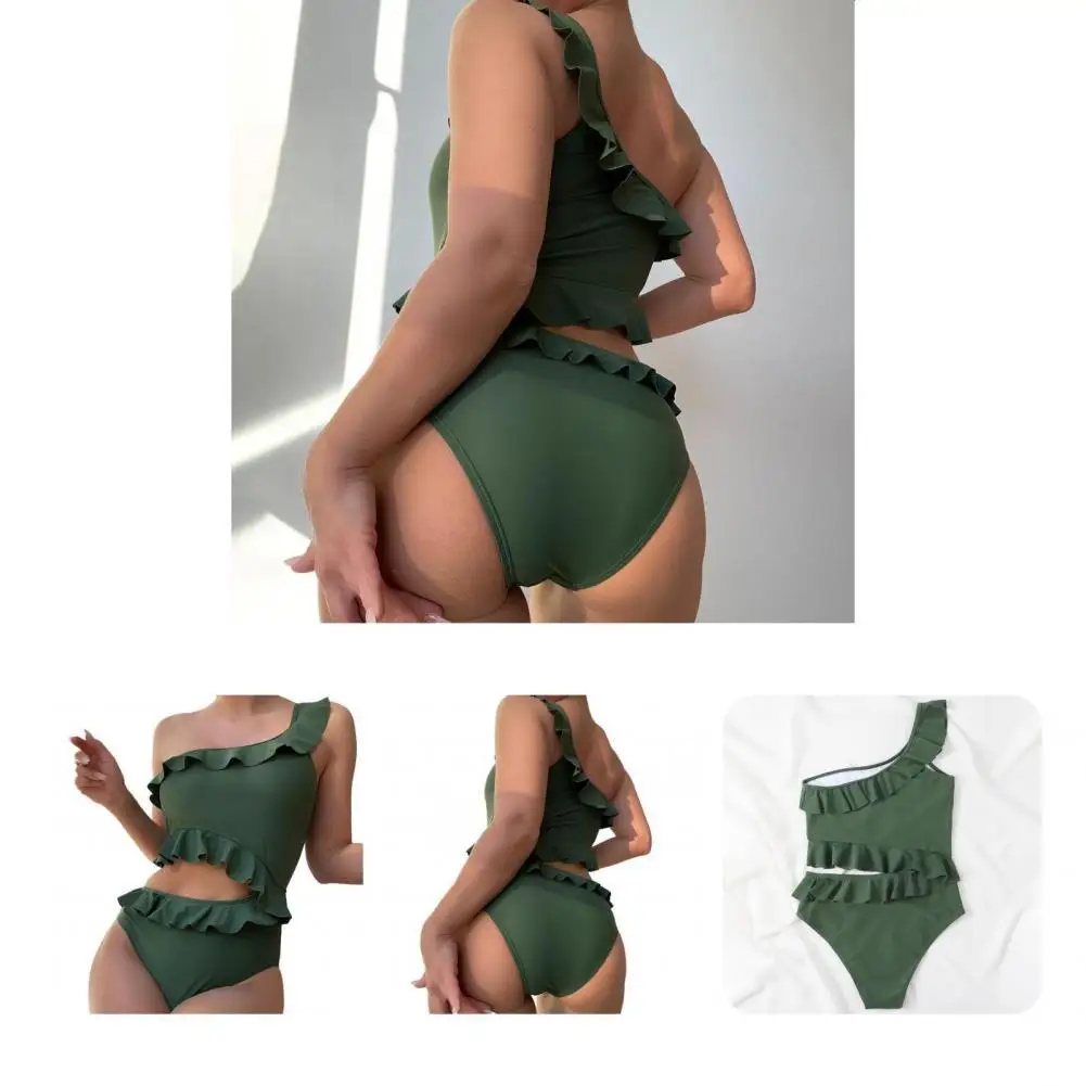 

Шикарный красивый женский купальник с оборками по краям, дышащий купальный костюм без косточек для путешествий