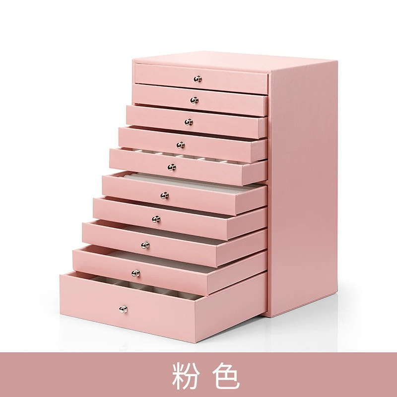 Multi-Layer Jewelry Box, Necklace, Jewelry, Ten-Layer Storage Box, Large-Capacity, High-End Light Luxury Storage Cabinet