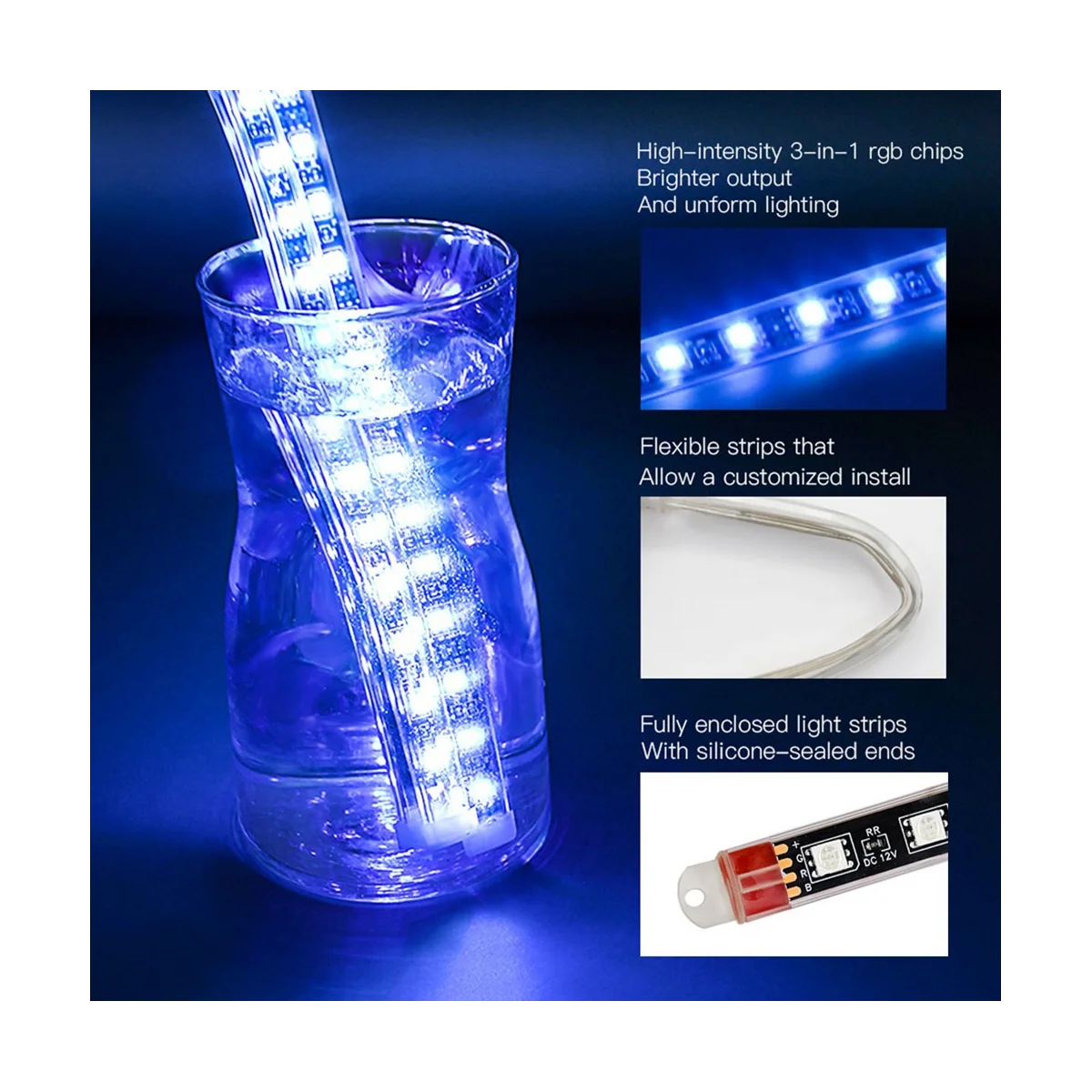 12 шт. водонепроницаемые светодиодные ленты для мотоцикла