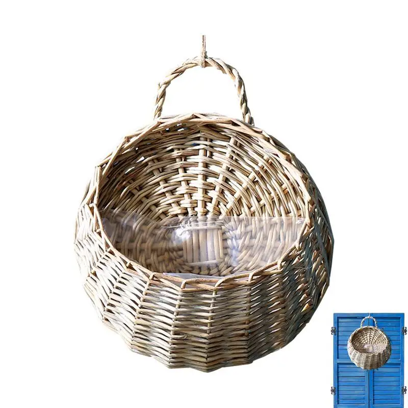 

Woven Rattan Hanging Planters Handmade Wicker Flower Basket Woven Wicker Baskets For Wall Hanging Storage Container Plant Basket