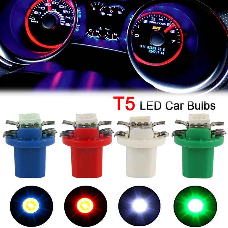 

10Pcs T5 LED Car Dashboard Lights Automobile Highlight Instrument Panel Bulb Low Power 5050 SMD Switch Lamp Lighting Accessories