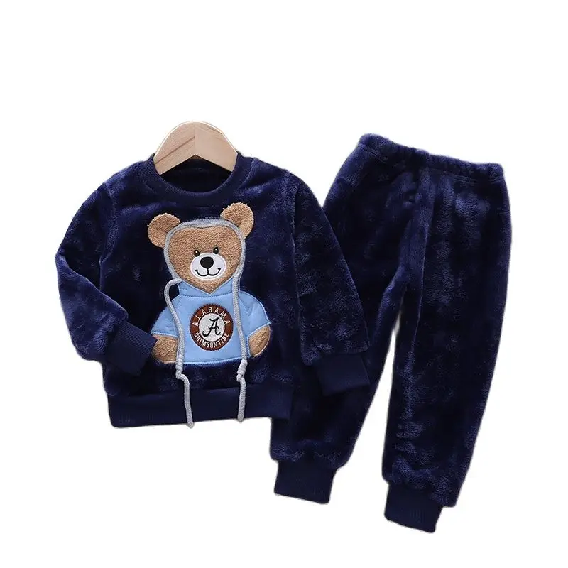 2020 New winter Baby Boy Girl Thicken Pajamas Set Flannel Fleece Toddler Child Warm Catoon Sleepwear Kids Home Suit 0-6Y