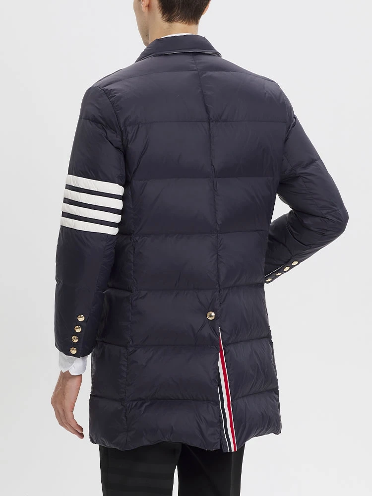 TB THOM Jackets 4-bar Stripe Winter Men's Thermal Puffer Jacket Fashion Top Brand Down-Filled Women Long Loose Casual Male Coat