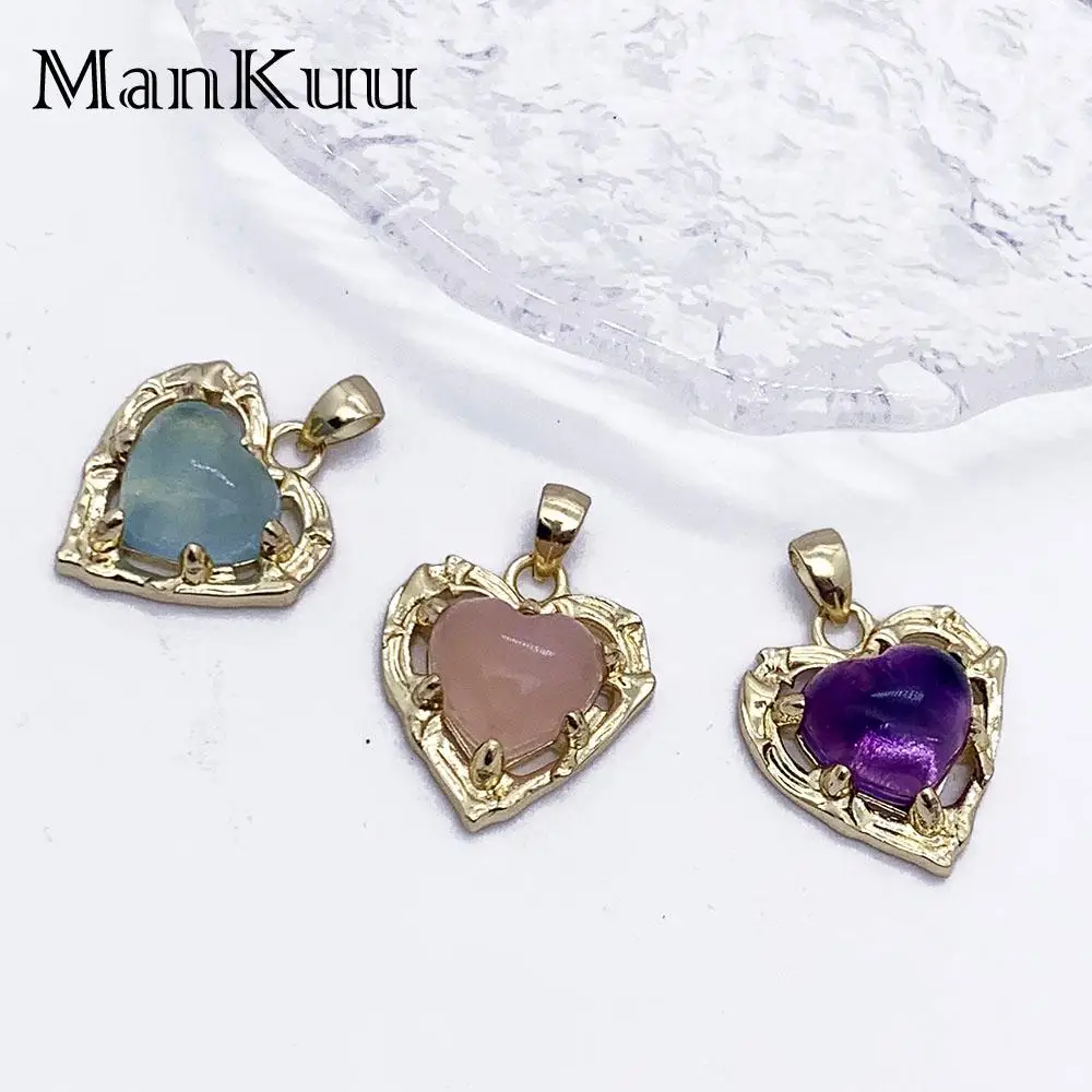 Mankuu натуральные целебные кристаллы камень аметист аквамарин амазонит сердце