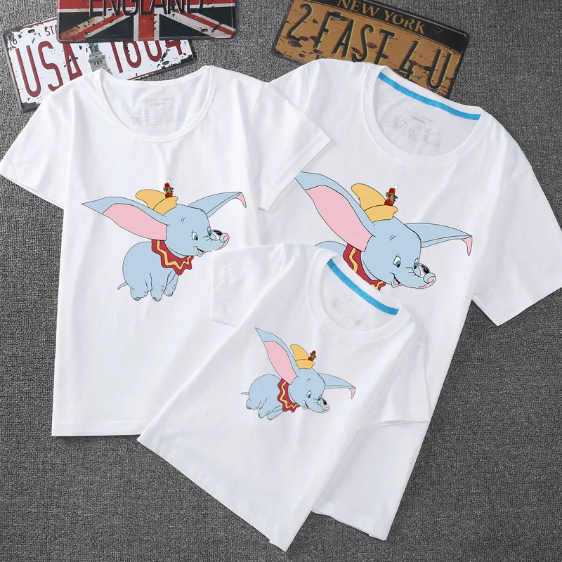 

Disney Cartoon Family Matching Outfits Dumbo Summer Loose Parent-Child Wear T-Shirt Dad Mom Baby Outdoor Sports Family Wear