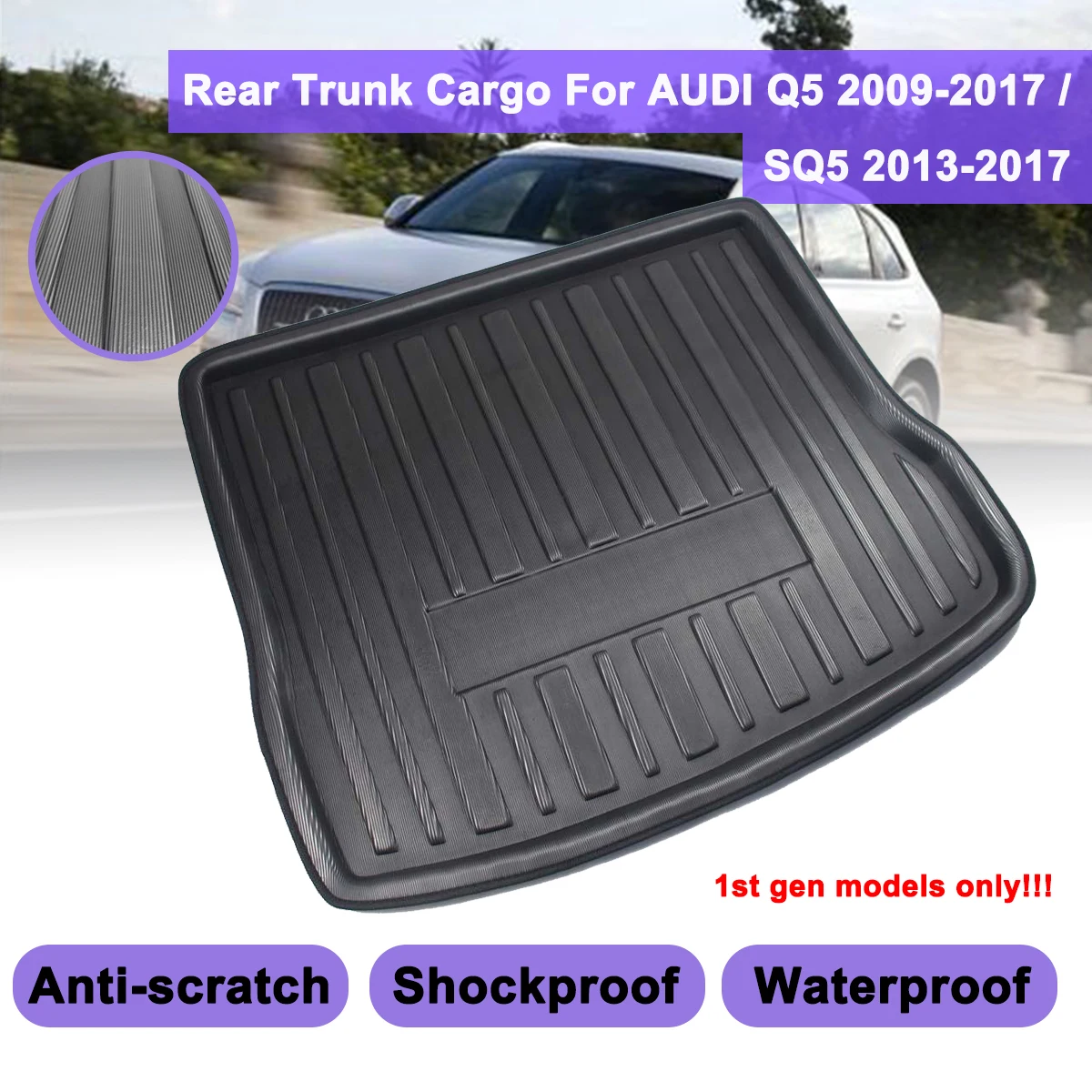

Cargo Liner Boot Tray Rear Trunk Cover Matt Mat Floor Carpet Kick Pad For AUDI Q5 SQ5 2008 2009 2010 2011 2012 2013 2014 - 2017