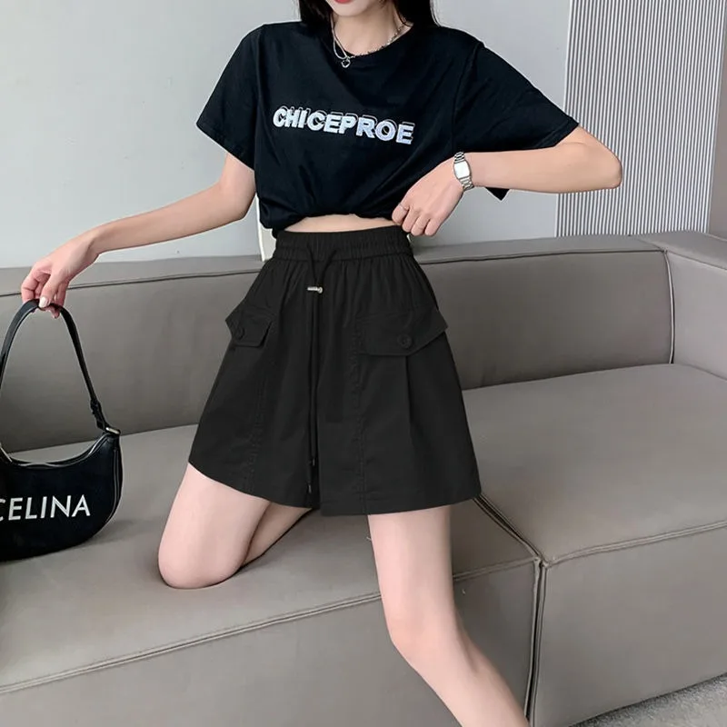 Шорты-карго женские с карманами широкие штаны уличная одежда розовые