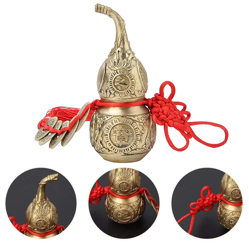 

Gourd Statue Chinese Wealth Decor Copper Coins Wu Lou Decorations Home Desktop Calabash Adornment Shape Figurine Brass Charms