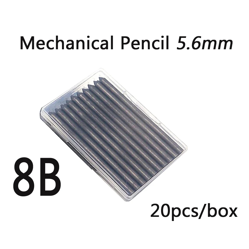 

Механический стержни для карандаша 5,6 мм 2B/8B графитовый карандаш для автоматического карандаша художественного рисования скетчей деревообработки 20 шт./кор.