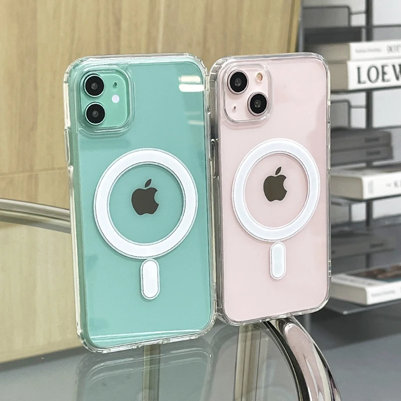 

Original Magsafe Wireless Charging Clear Case For iPhone 14 Pro Max 13 12 11 X XS XR 7 8 Plus Transparent Soft Shockproof Cover