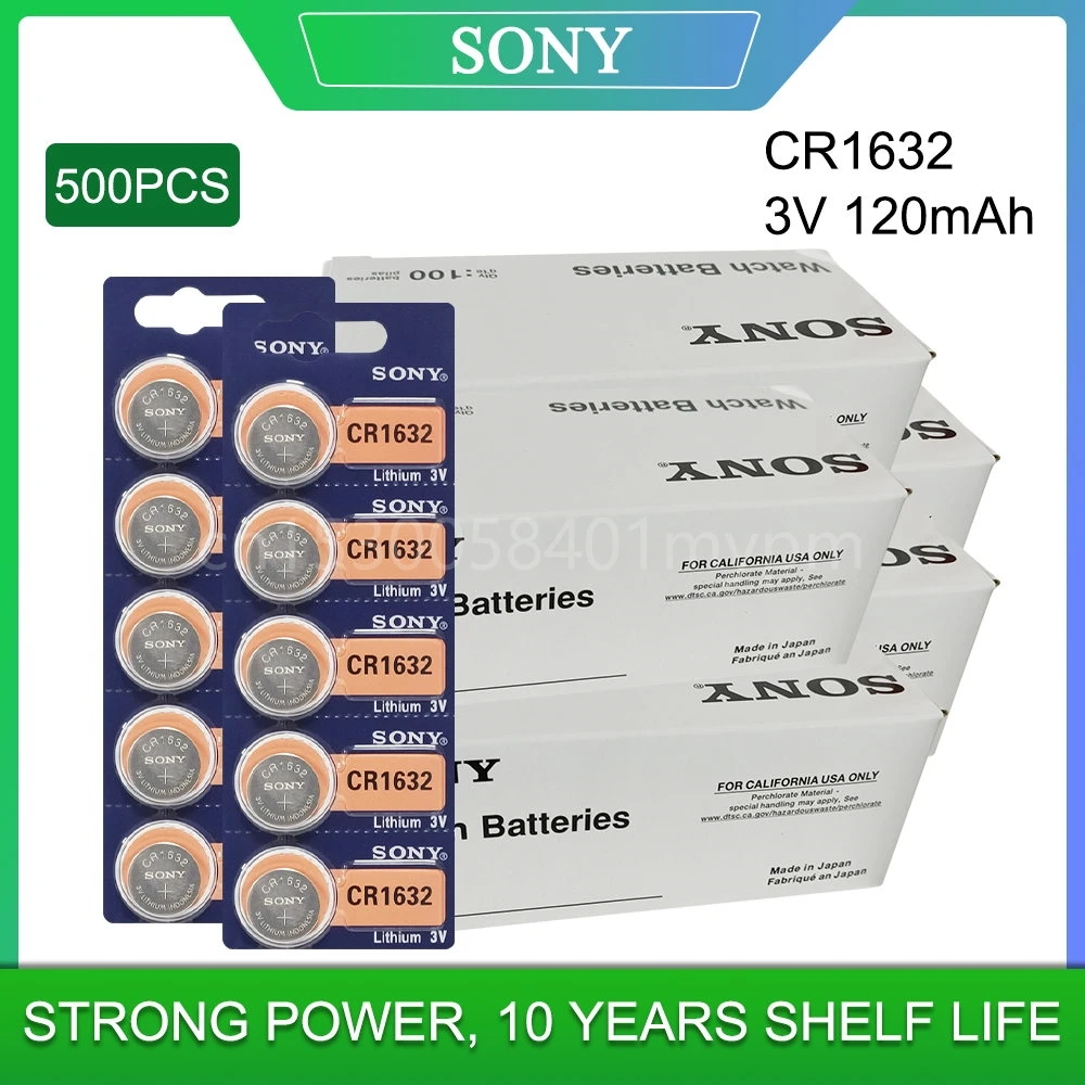 

500 шт./лот Sony CR1632 CR 1632 LM1632 BR1632 ECR1632 3V литиевая батарея для часов Автомобильный ключ пульт дистанционного управления