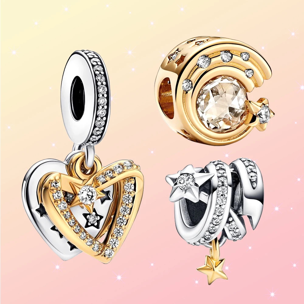 

925 Silver Star Shape Pendant Fit for Pandora Original Banquet Making Classic Ladies Bracelet Necklace Gift