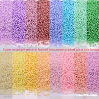super excellent 1 5mm uniform mineral frosted glass rice beads handmade diy loose beads beaded macarone round beads