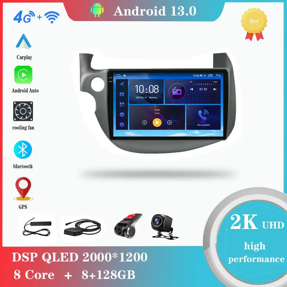 

Android 12,0 для Honda Jazz 2 GG 2008 - 2014 мультимедийный плеер Авто радио GPS Carplay 4G WiFi Bluetooth DSP