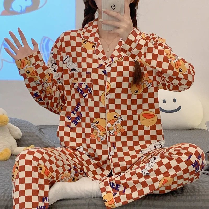 CAIYIER 2022 Pink Leopard Grain Nightwear Turn Down Collar Leisure Sleepwear Autumn Winter Korean Soft Cardigan Suit Homewear