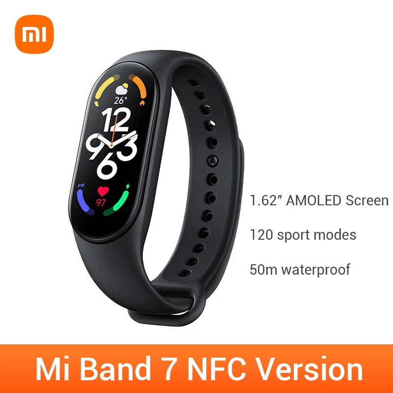 

Original Xiaomi Mi Band 7 NFC Chinese Version 1.62 inch AMOLED Smart Bracelet Wristband 2022 Miband 7 NFC Free shipping