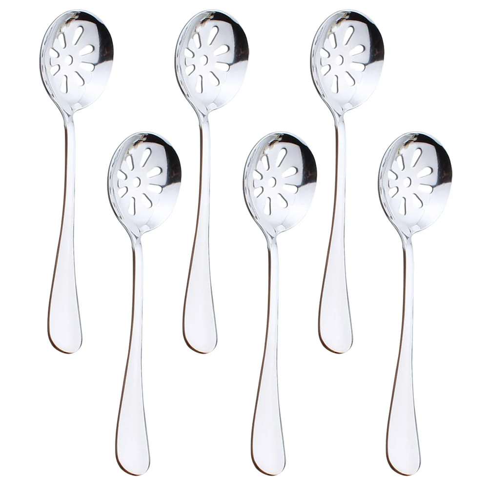 

6 Pcs Stainless Steel Colander Spoon Pasta Strainer Egg Spoon Slotted Serving Spoons Culinary Spoon Metal Spoons