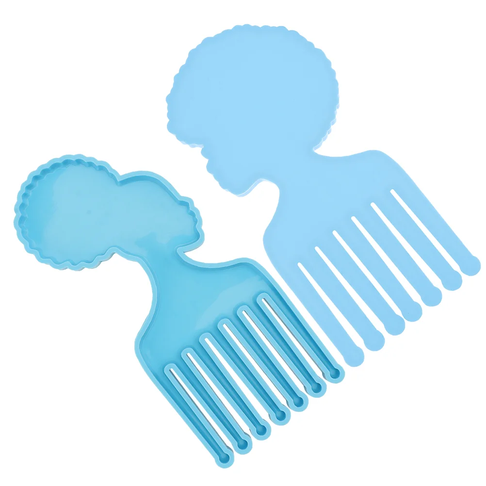 

2 Pcs Comb Silicone Mold Resin Molds DIY Reverse Mould Manual Silica Gel Afro Miss Simple