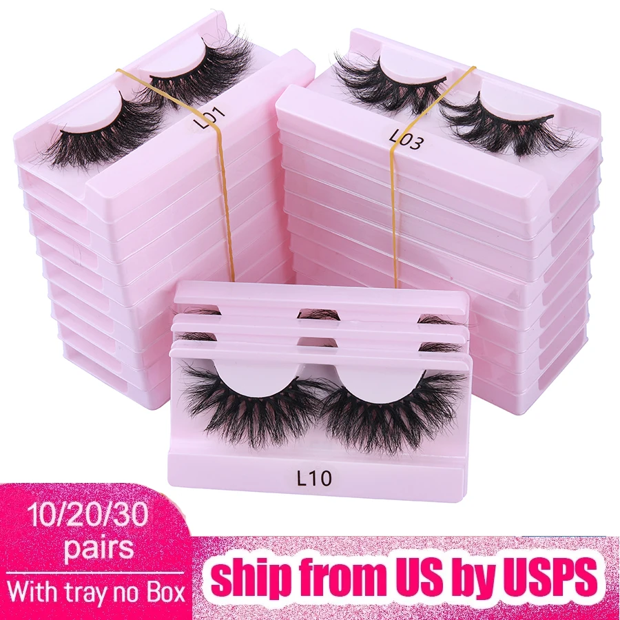 

10/20/30/50/100 Pairs Mink Lashes Wholesale 25mm Cruelty Free Dramatic Fluffy Long False Natural Eyelashes Bulk Makeup Tools L01