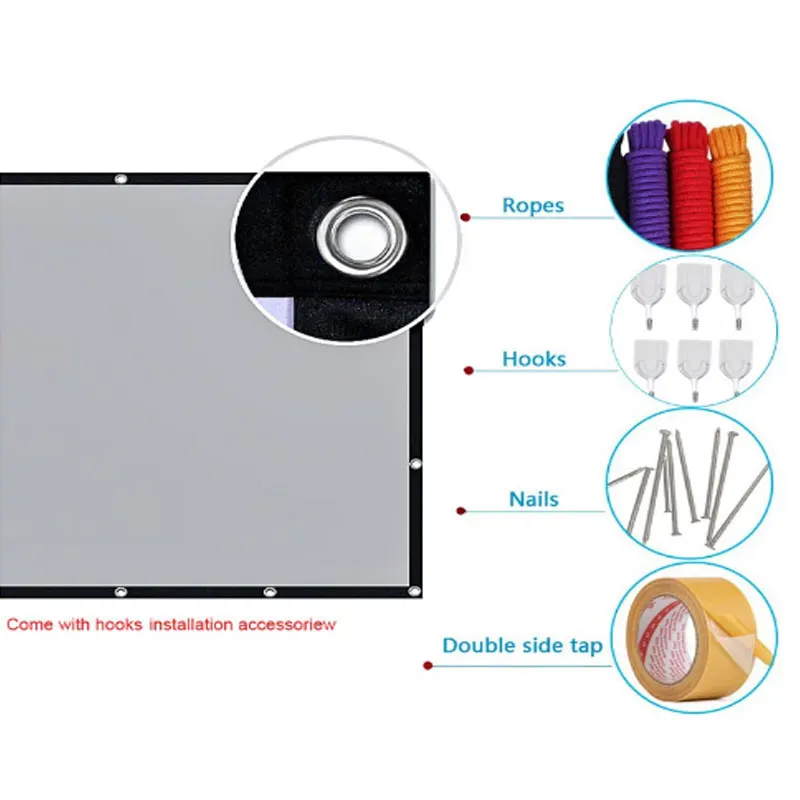 Проекция Антибликовая занавеска 60 84 92100 120 130 дюймов 16:9 3d HD наружный и внутренний