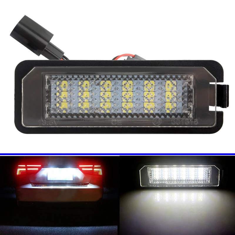 

2x Number License Plate Light Lamp No Error 18SMD LED 12V 6500k White for VW Golf MK4 MK5 MK6 Passat Polo CC Eos Car Accessories