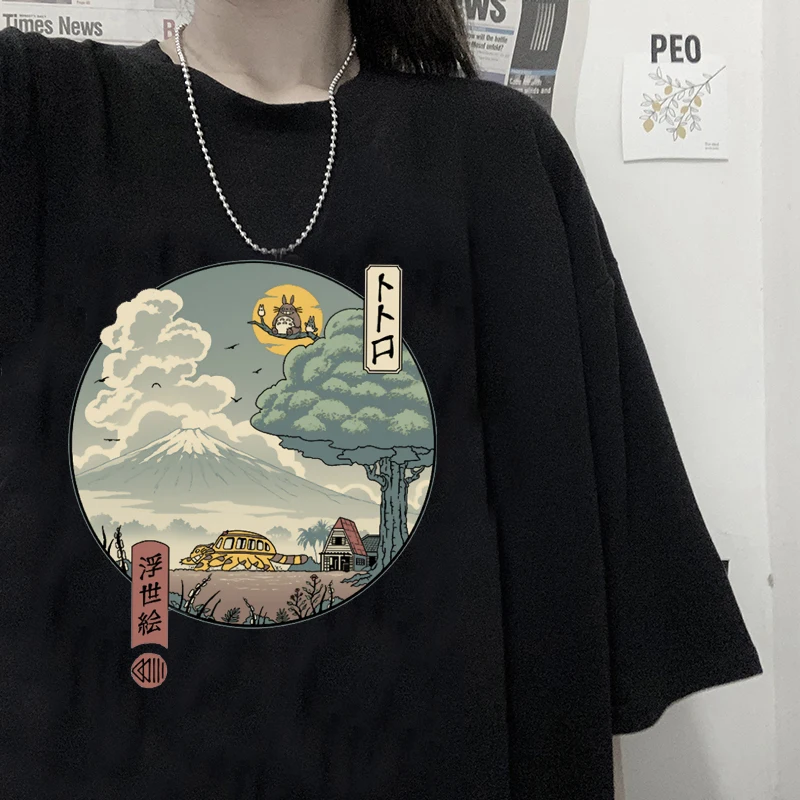 

T Shirt Women Totoro Studio Ghibli Harajuku Kawaii Ullzang Miyazaki Hayao Tshirt Funny Cartoon T-shirt Cute Anime Top Tee Female