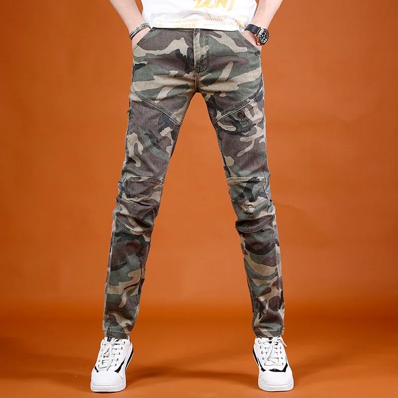 Camouflage Jeans Men Summer Straight Leg Pants 2022 New Streetwear Casual Army Green Denim Trousers