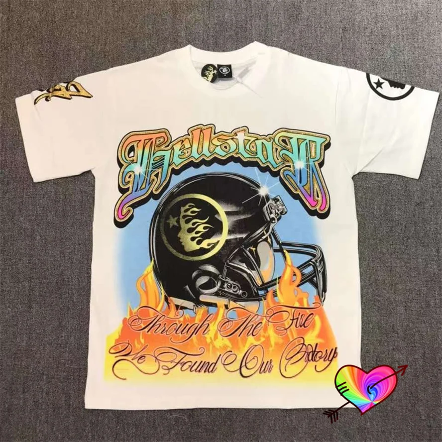 

2023 Hellstar Studios Helmet Logo T Shirt Men Women 1:1 Hip Hop Hellstar Salvation Tee Oversize Album Tops Crewneck Short Sleeve