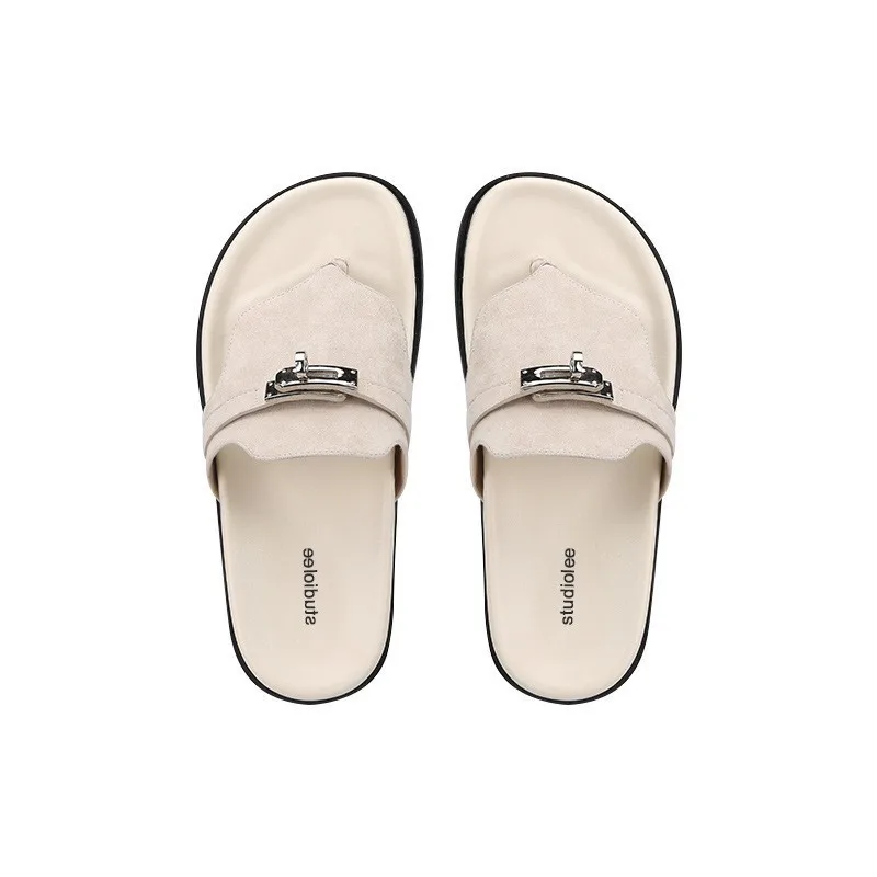 Mr Co Metal Retaining Clip Toe End Of Round Head Thick Joker New Sandals In Summer Flip-flops Fashionable Design Sense